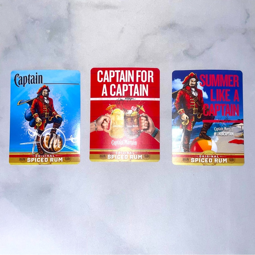 5/$25 Captain Morgan Rum Gift Bottle Label Set of 3 Stickers Collectible